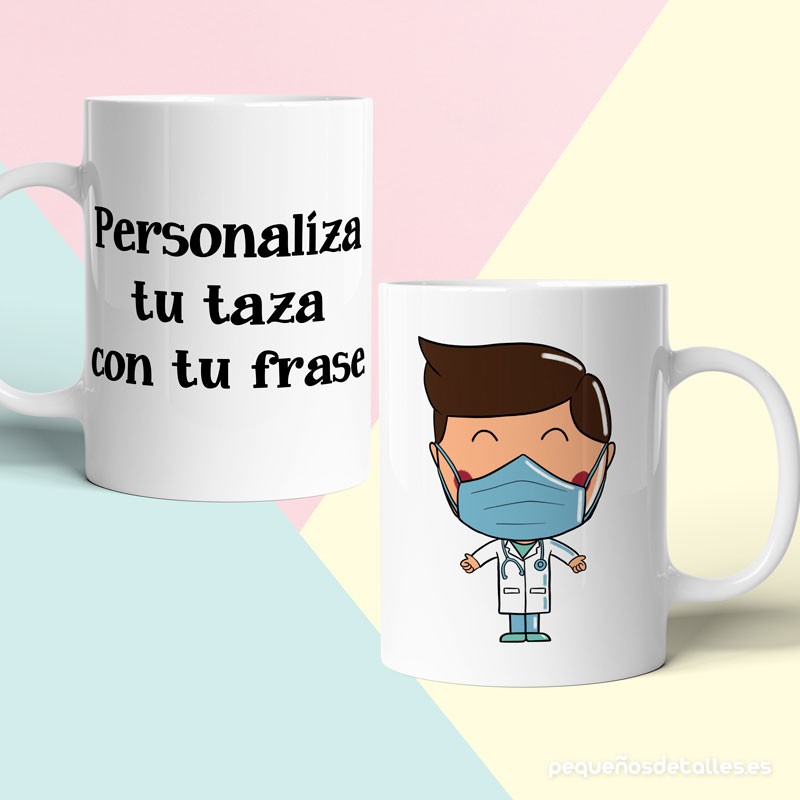 Taza médico con mascarilla personalizada