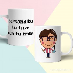 Taza Profesora con gafas personalizada