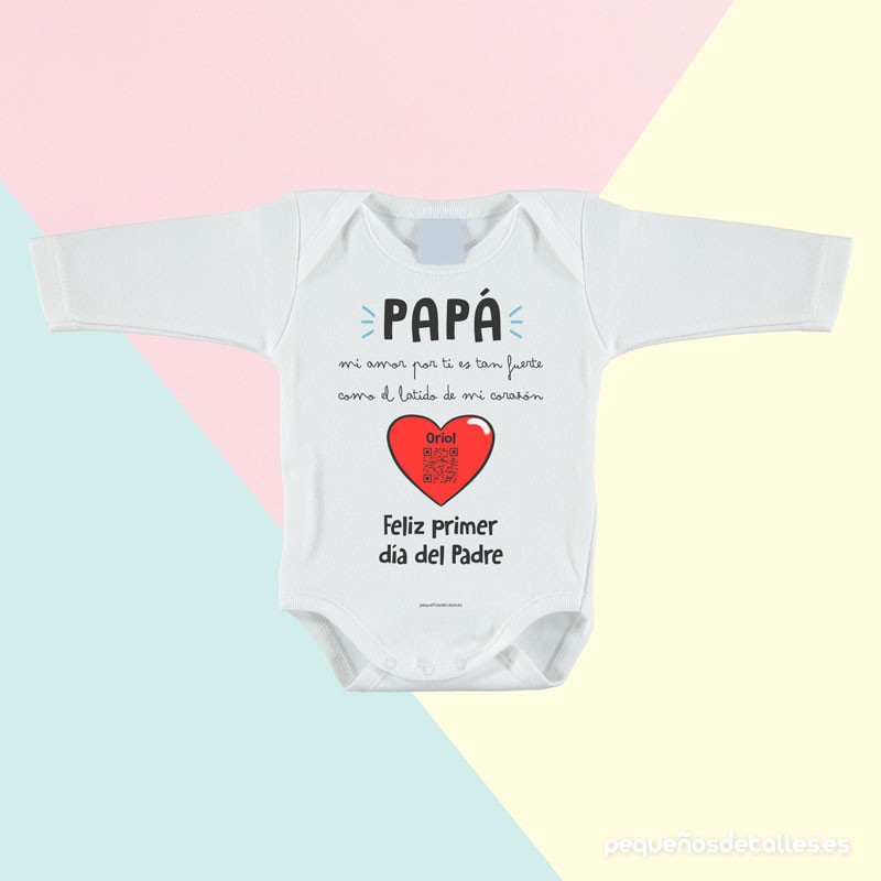 Body Corazón Personalizado con Código QR de Mangas Largas Body Corazón Personalizado con Código QR de Mangas Largas