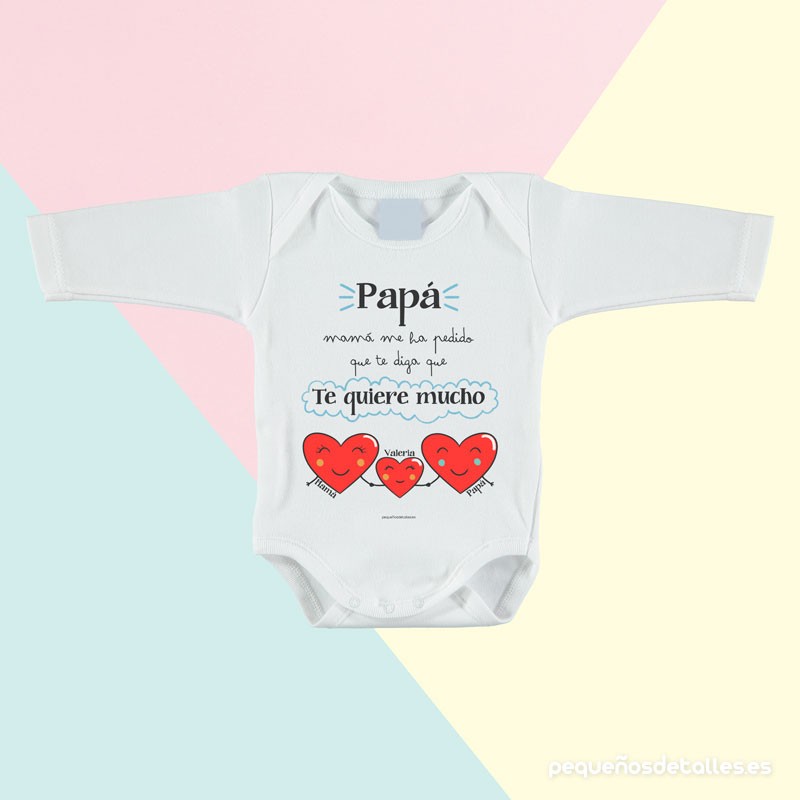 Body para Papá con Mensaje de Mamá Personalizado de Mangas Largas