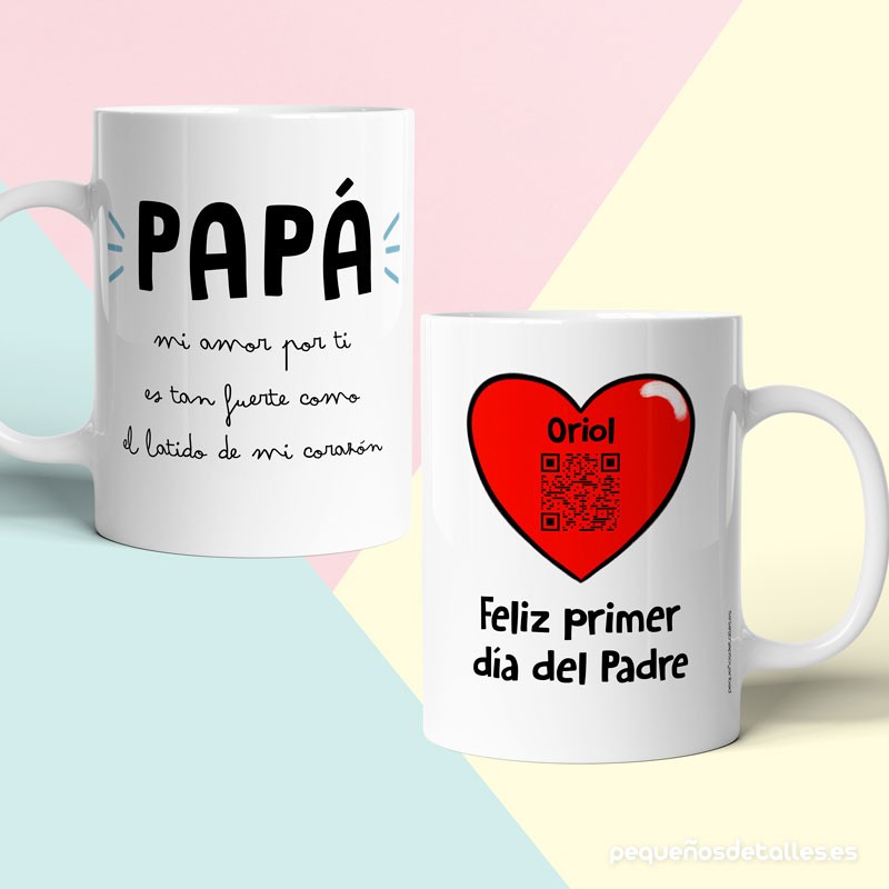 Taza Corazón personalizada con mensaje en código QR