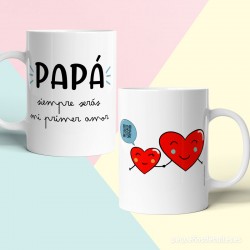 Taza Primer Amor personalizada con mensaje en código QR