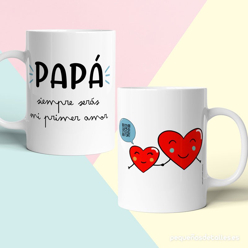 Taza Primer Amor personalizada con mensaje en código QR Taza Primer Amor personalizada con mensaje en código QR