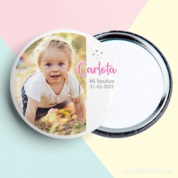 Espejo niña bautizo personalizado con foto