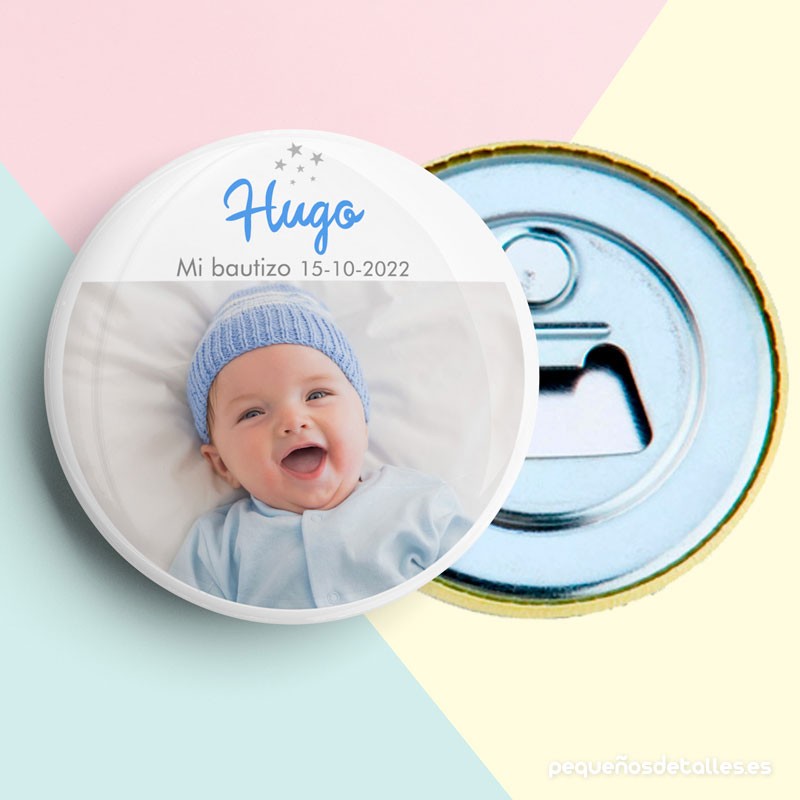 Abrebotellas con imán Personalizado para Bautizo con Foto Niño