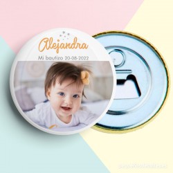 Abrebotellas Personalizado para Bautizo con Foto Niña