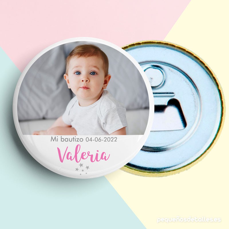 Abrebotellas con imán Personalizado para Bautizo con Foto Niña