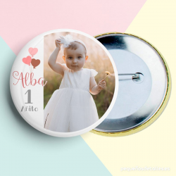Chapa Cumpleaños Niña Globos con Foto
