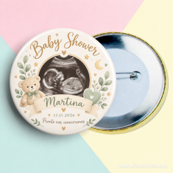 Chapa Baby Shower con Ecografía Personalizada