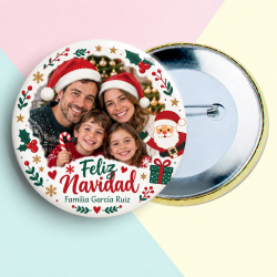 Chapa de Navidad Papá Noel con Foto