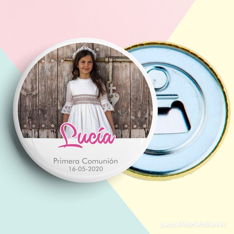 Abrebotellas con imán Personalizado para Comunión con Foto Niña Abrebotellas con imán Personalizado para Comunión con Foto Niña