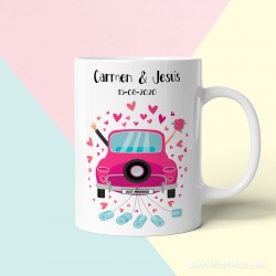 Taza coche de boda