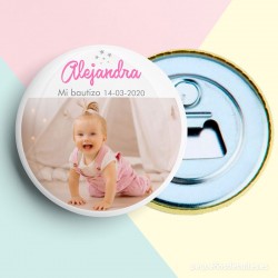 Abrebotellas con imán Personalizado para Bautizo con Foto Niña