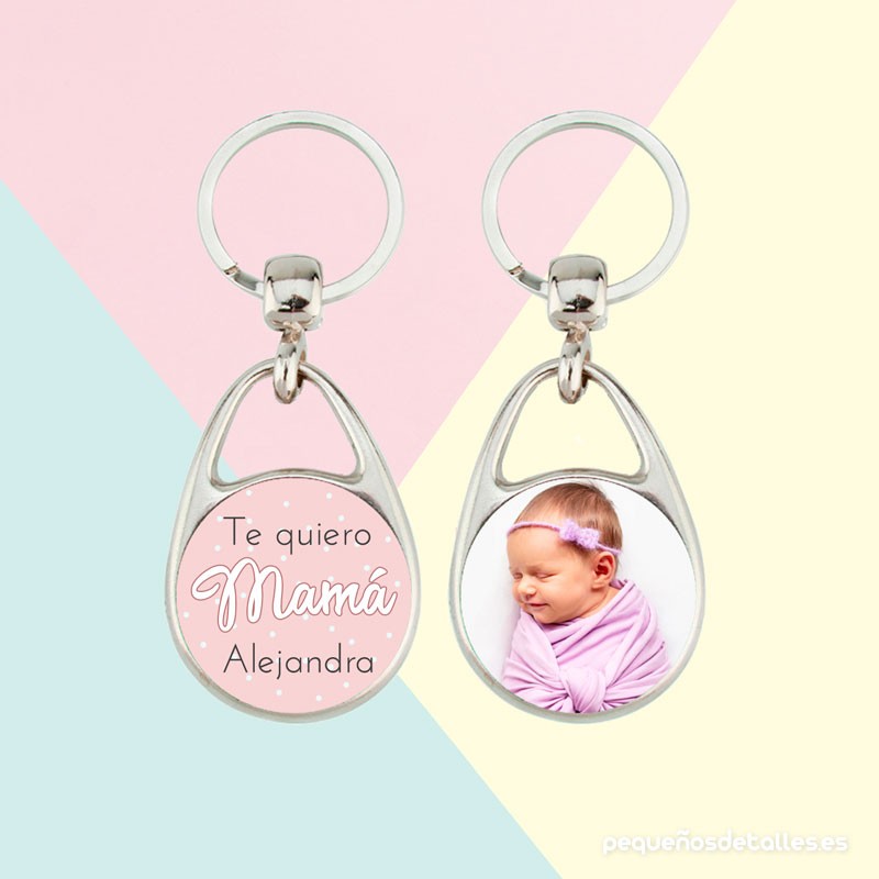 Llavero Día de la Madre Topito Rosa con Foto Llavero Día de la Madre Topito Rosa con Foto