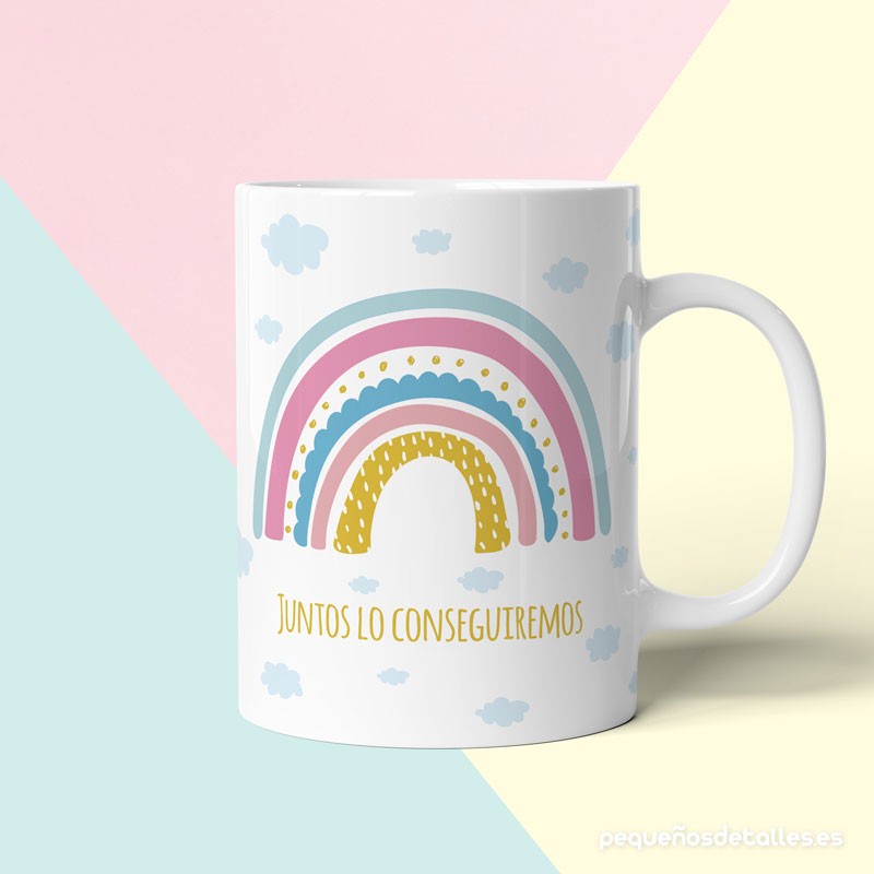 Taza arcoiris con mensaje